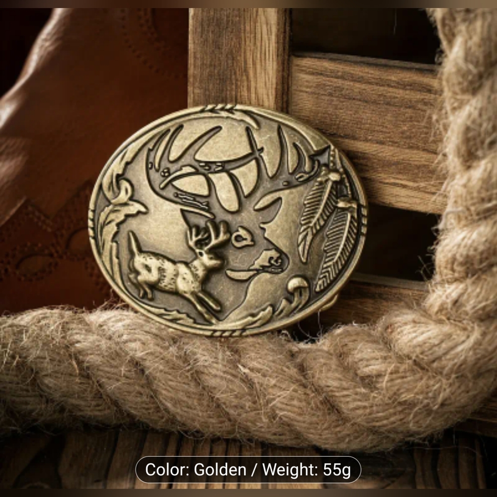New Deer and Antler Design Belt Buckle, T3MISB5E